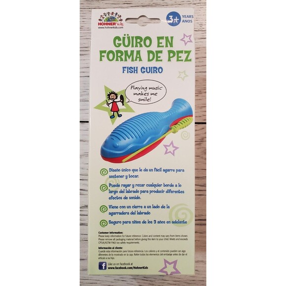 Hohner Kids 8” Fish Guiro w/Mallet Musical Instrument Safe for ages 3+ years NIB - Picture 3 of 5